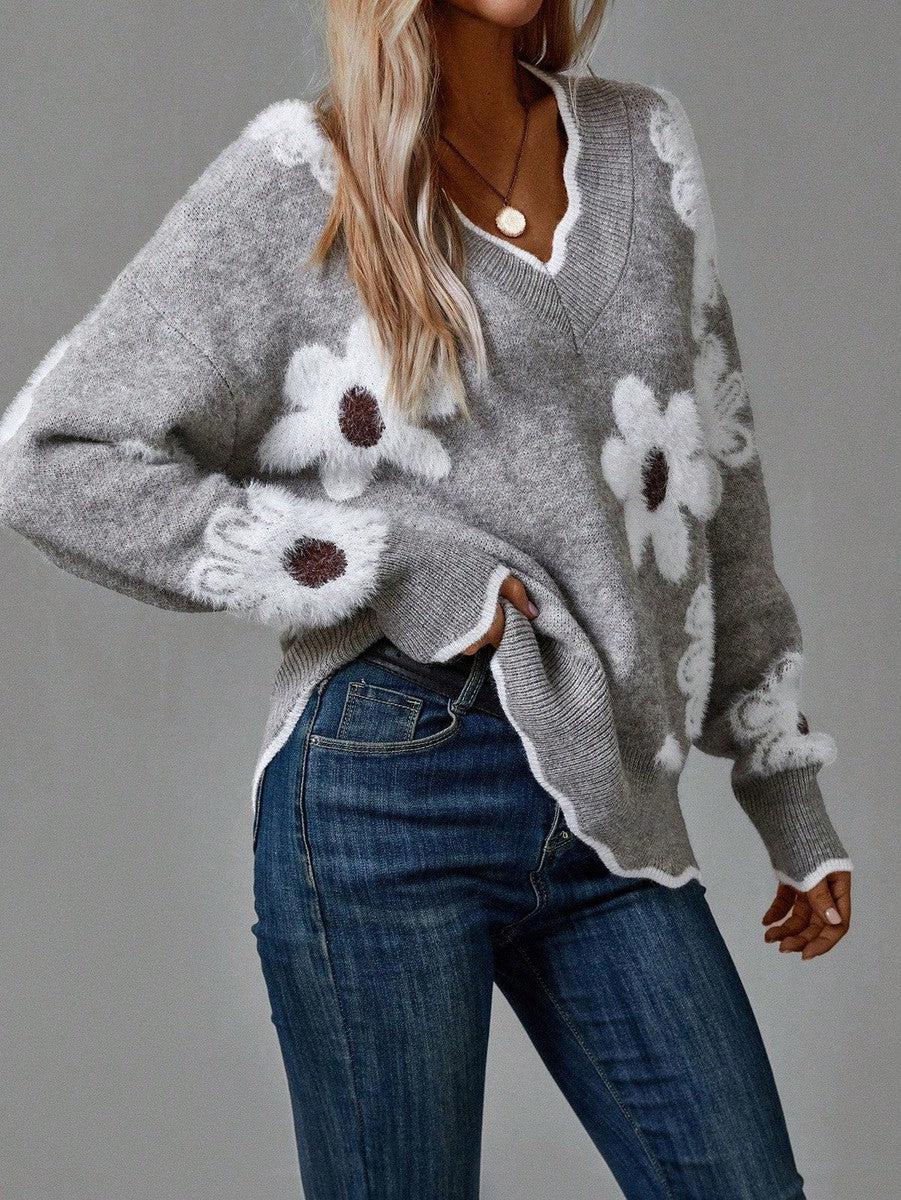 Thea - Elegante Bloemen Pullover