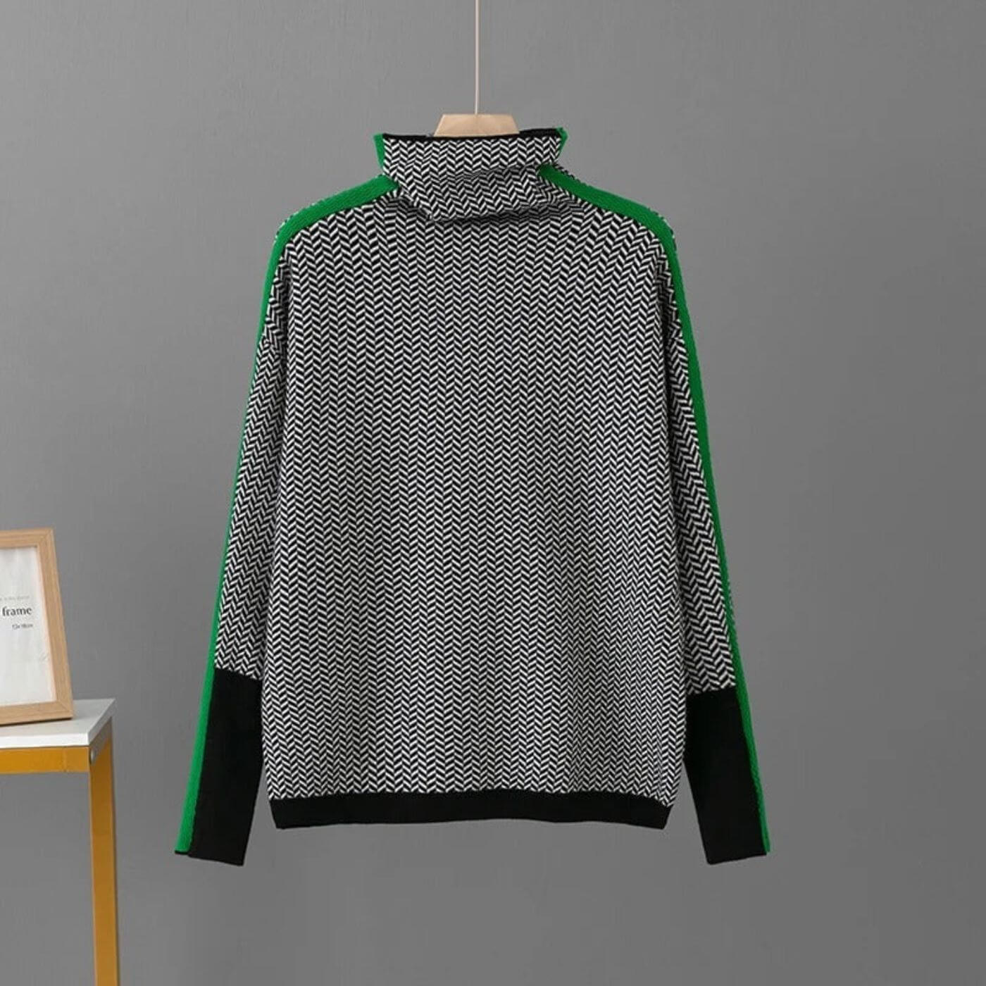 Leni - Chic geribde trui met chevrons