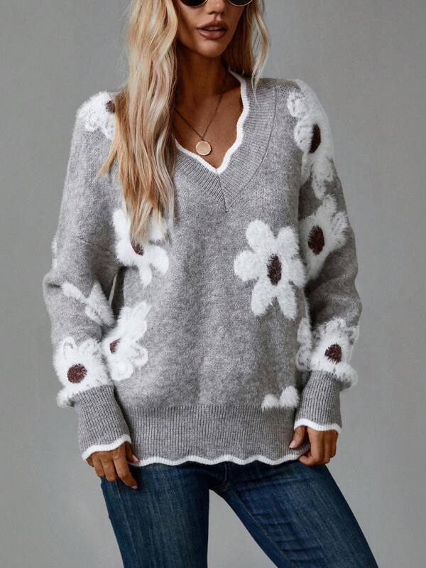 Thea - Elegante Bloemen Pullover