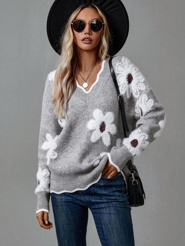 Thea - Elegante Bloemen Pullover