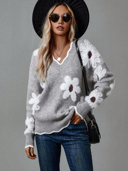 Thea - Elegante Bloemen Pullover