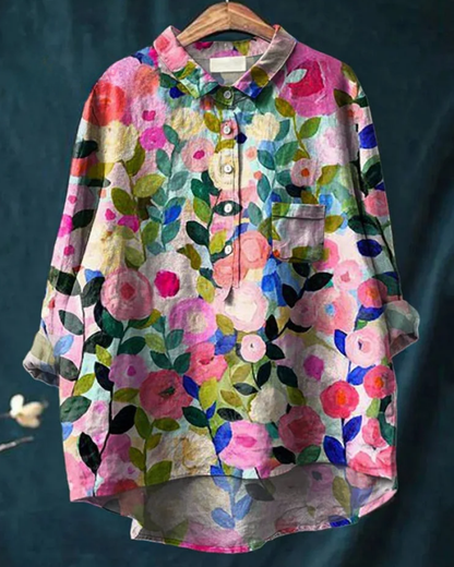 Jenny | Elegante blouse met bloemenprint en knopen