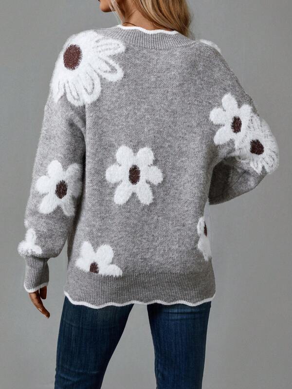 Thea - Elegante Bloemen Pullover