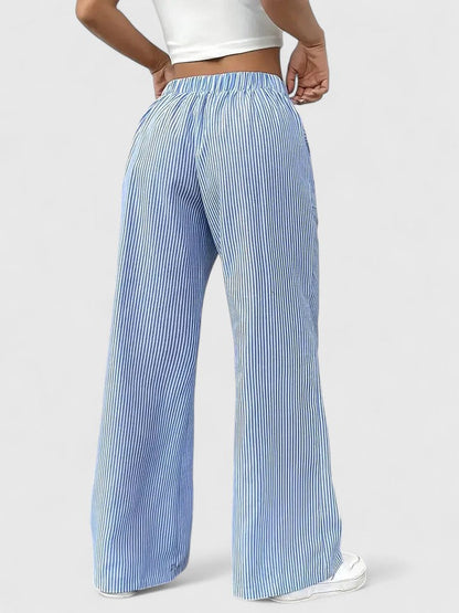 Nicole™ | Gestreept broek met wijde pijpen