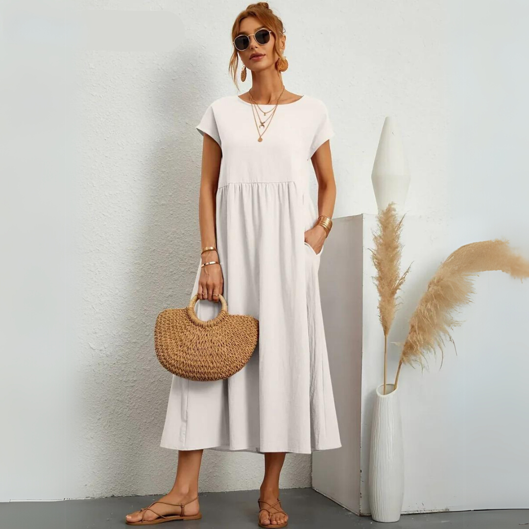 Isla - Casual Katoenen Midi-jurk
