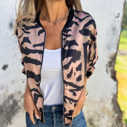 Hélène | Bomberjack met zebraprint en ritssluiting