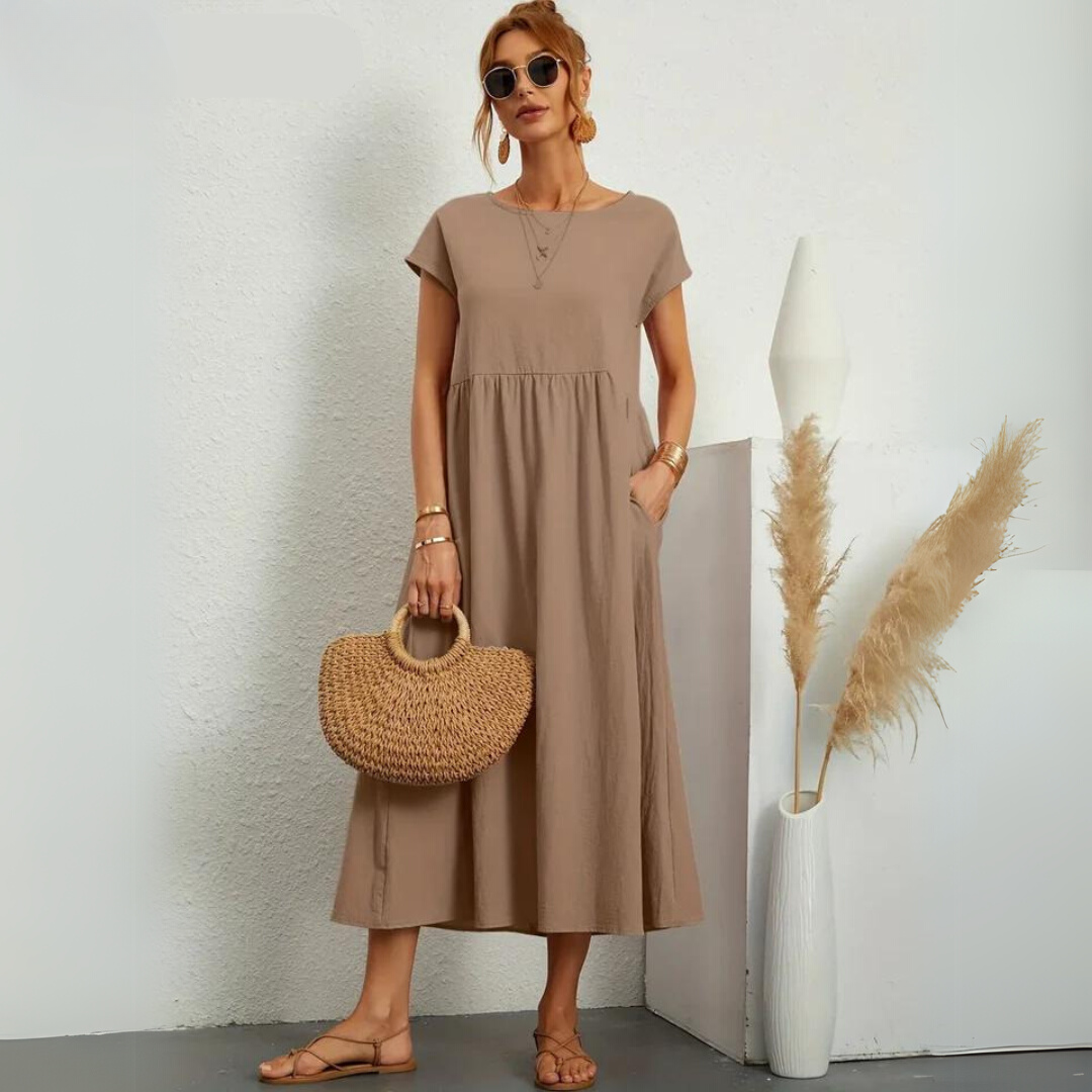 Isla - Casual Katoenen Midi-jurk