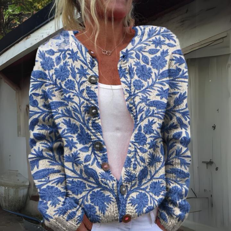 Amelie - Elegant Cardigan met Bloemenpatroon