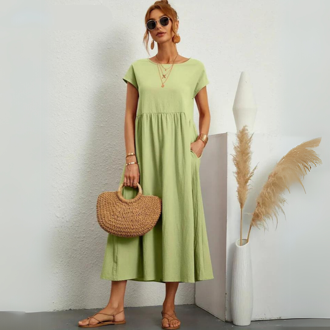 Isla - Casual Katoenen Midi-jurk