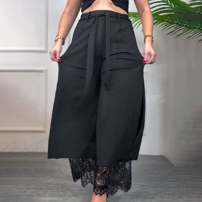 Angélique | Elegante flowy broek met kant