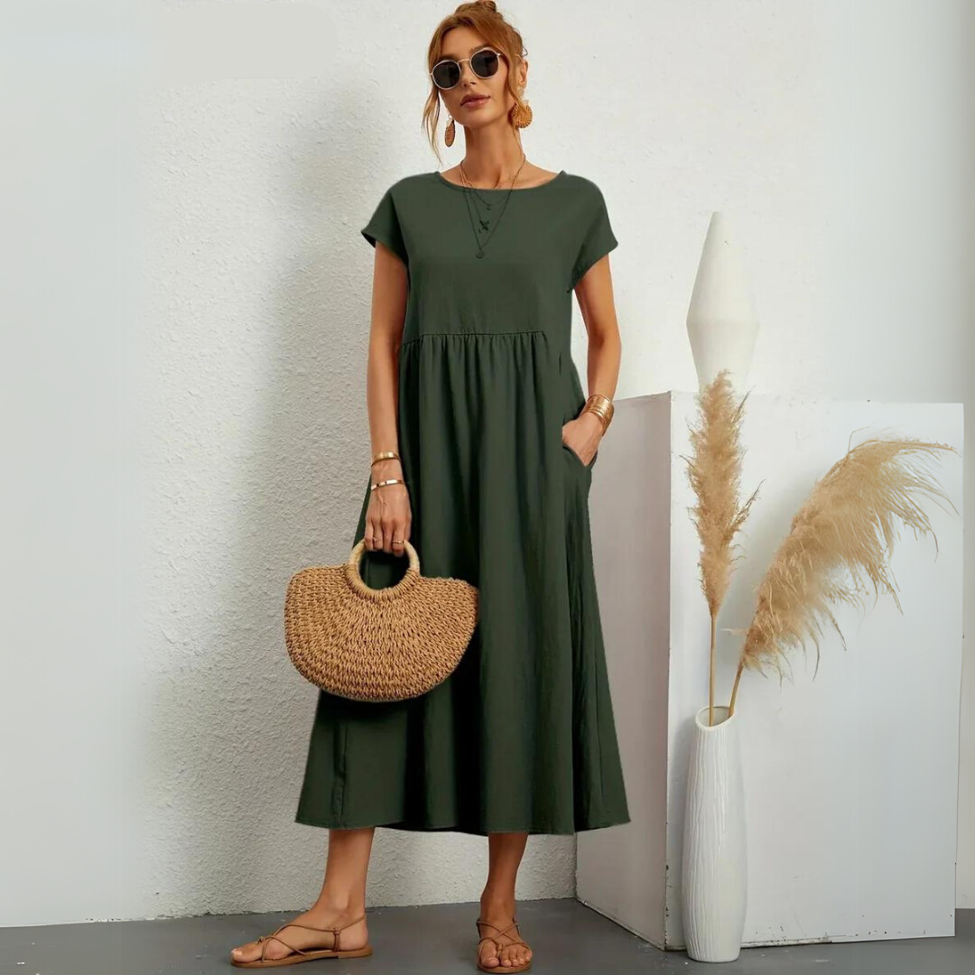 Isla - Casual Katoenen Midi-jurk