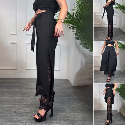 Angélique | Elegante flowy broek met kant