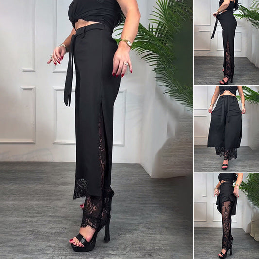 Angélique | Pantalon fluide dentelle chic