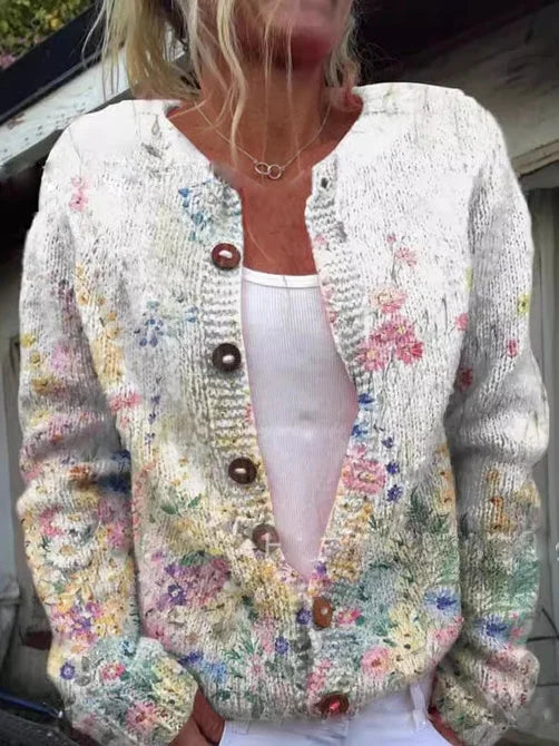 Amelie - Elegant Cardigan met Bloemenpatroon