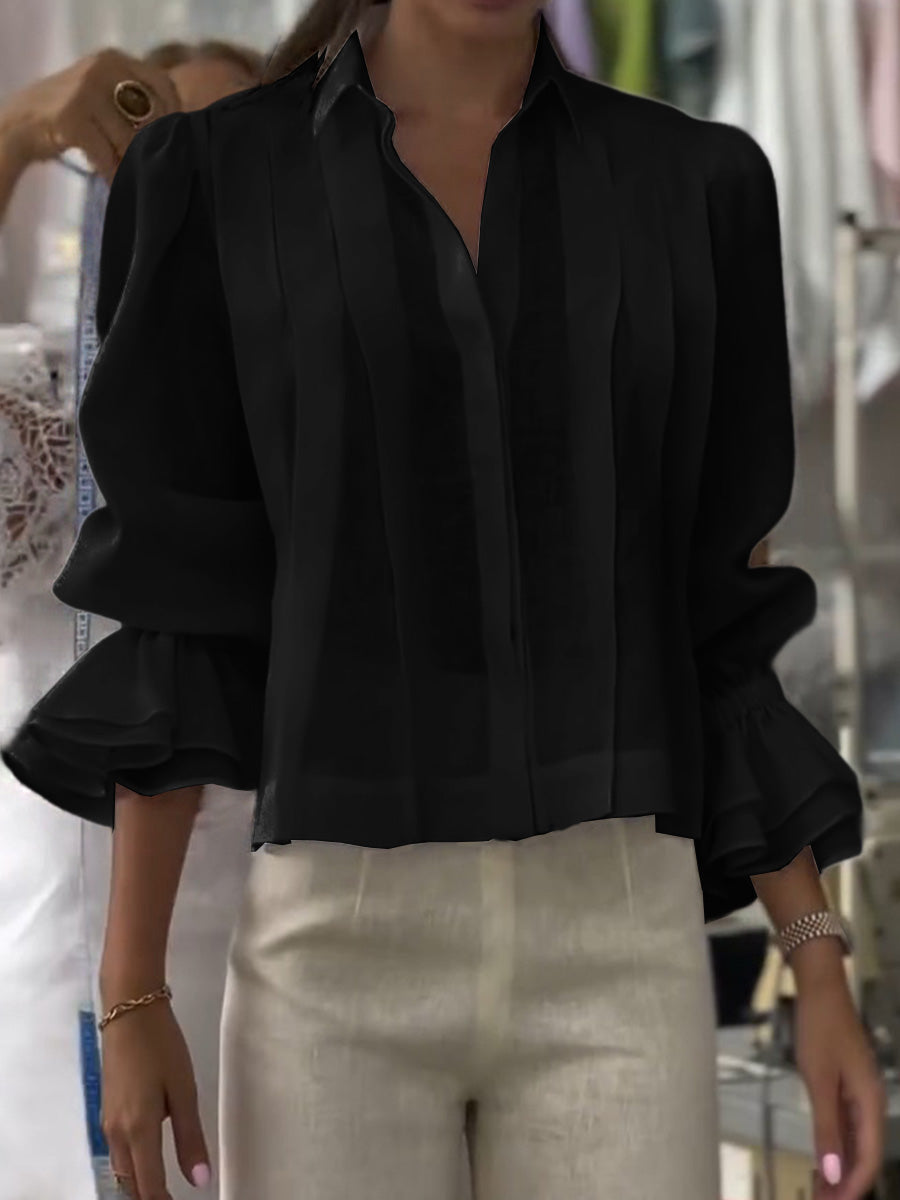 Madeleine | Blouse ample en coton à manches à volants