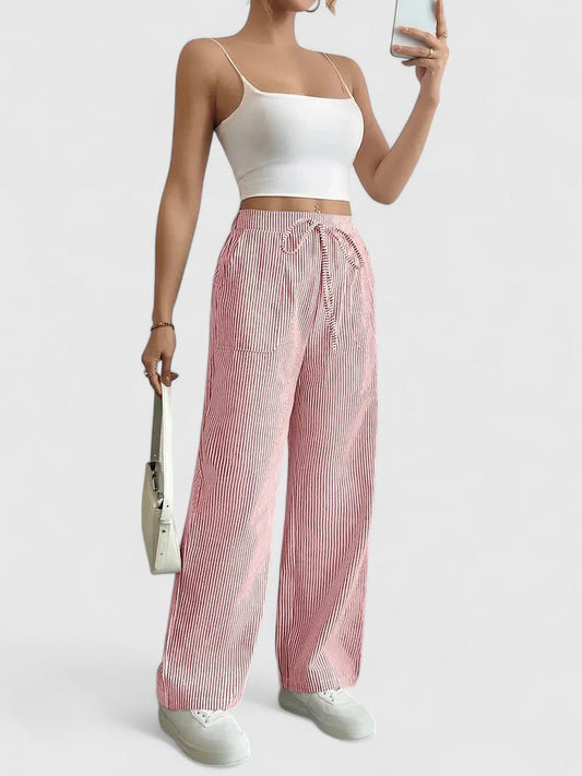 Nicole™ | Gestreept broek met wijde pijpen