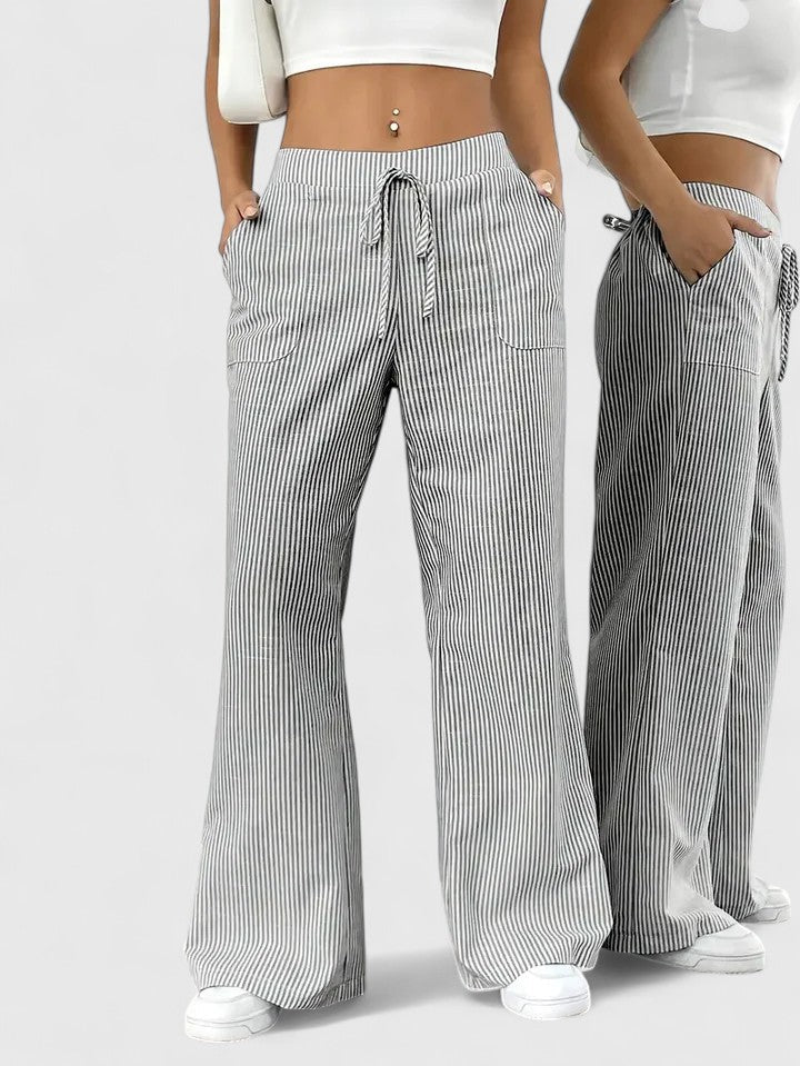 Nicole™ | Gestreept broek met wijde pijpen