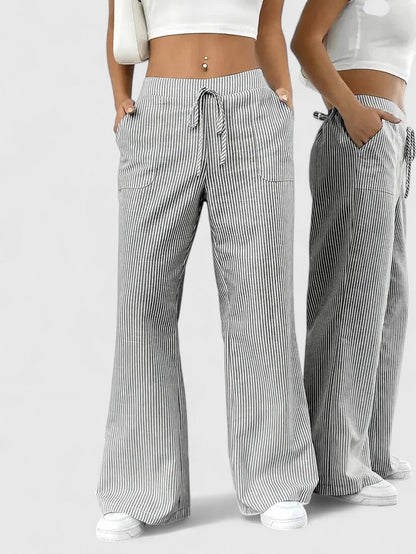 Nicole™ | Gestreept broek met wijde pijpen