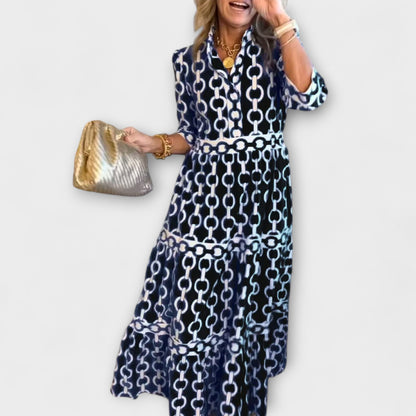 Sophia - Robe Midi avec Motif Chaîne