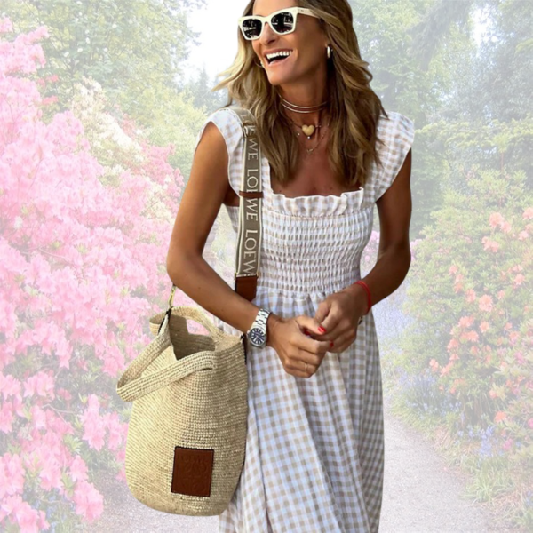 Belle - Uitlopende Maxi-jurk met Vichy-ruit