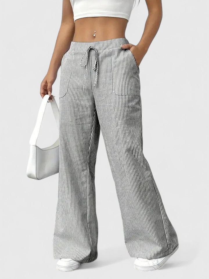 Nicole™ | Gestreept broek met wijde pijpen