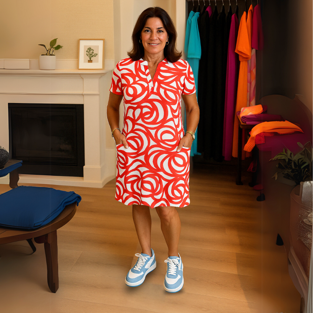 Monique - Jurk met V-hals en print