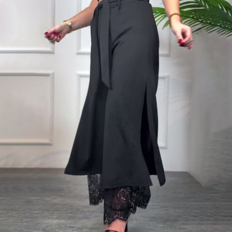 Angélique | Elegante flowy broek met kant