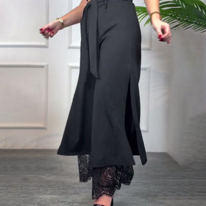 Angélique | Elegante flowy broek met kant