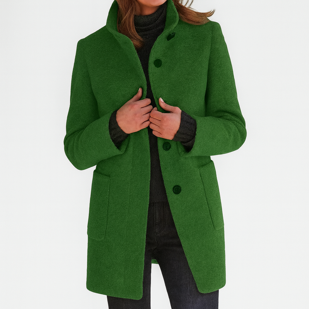 Daphné | Manteau à col haut et à simple boutonnage