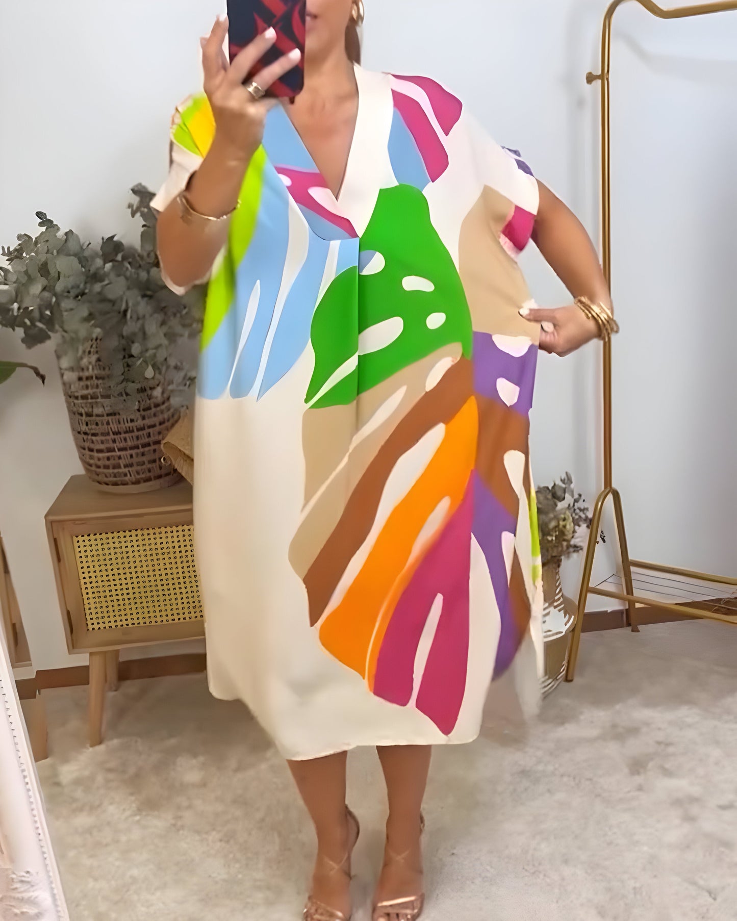Rosaline - Gekleurde Casual Jurk