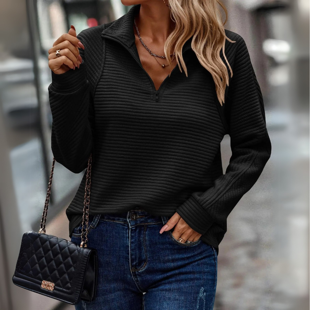 Suzanne - Trui met detail en halve rits