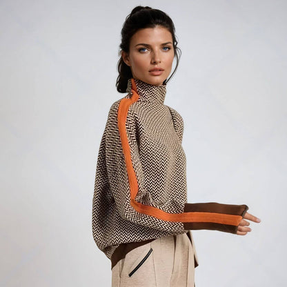 Leni - Chic geribde trui met chevrons