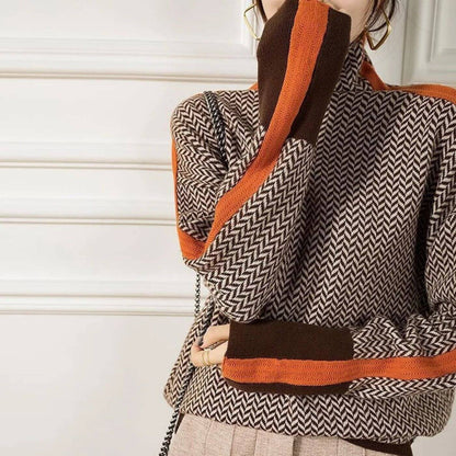 Leni - Chic geribde trui met chevrons