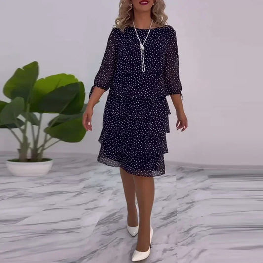 Ella - Elegante Midi-Jurk Met Stippen