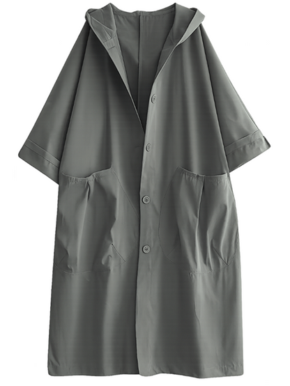 Bénédicte | Manteau long en mélange de coton avec capuche
