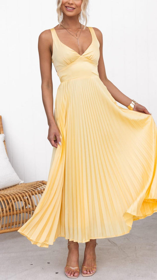 Aby - Elegante Geplooide Maxi-jurk