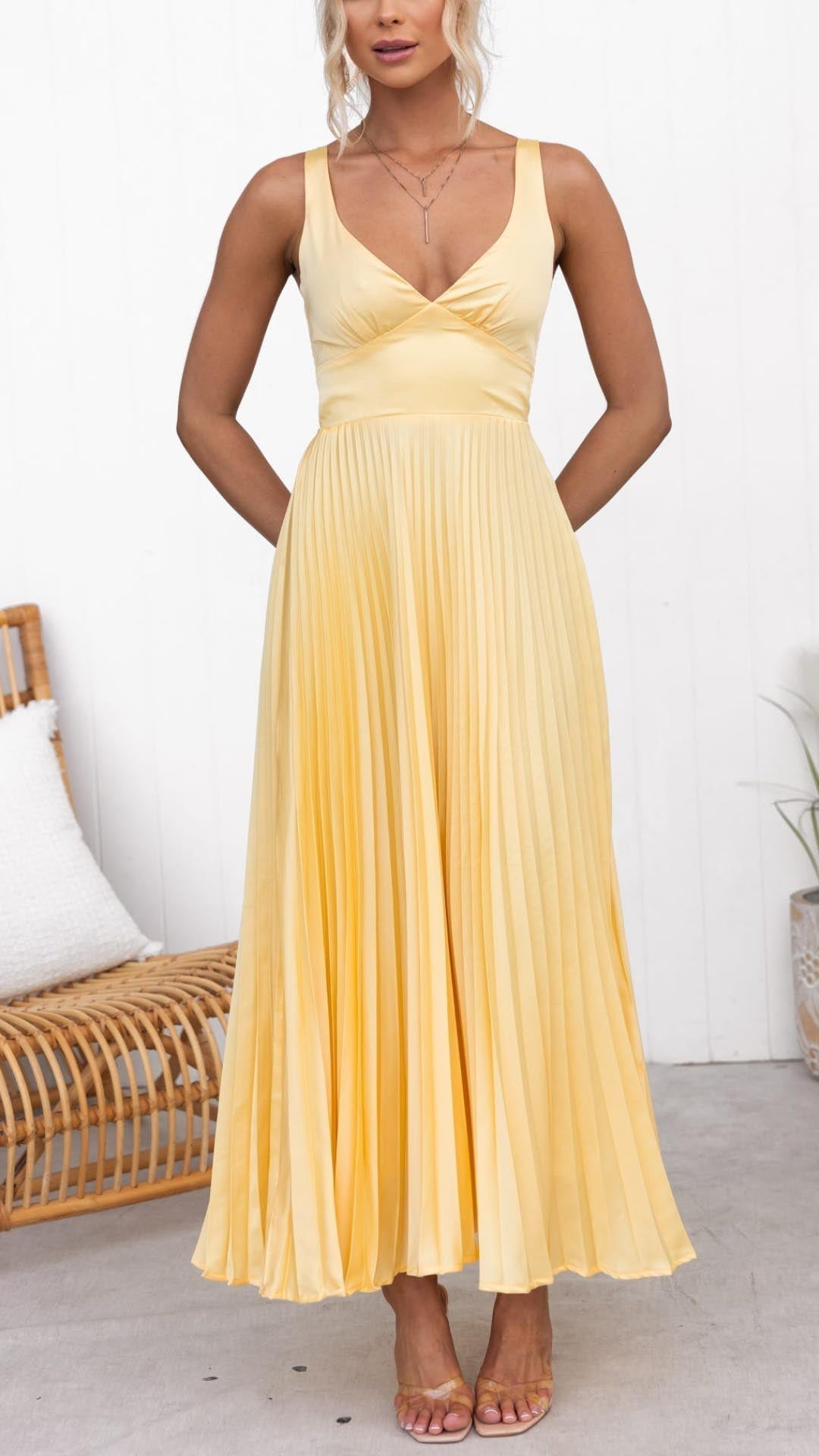 Aby - Elegante Geplooide Maxi-jurk
