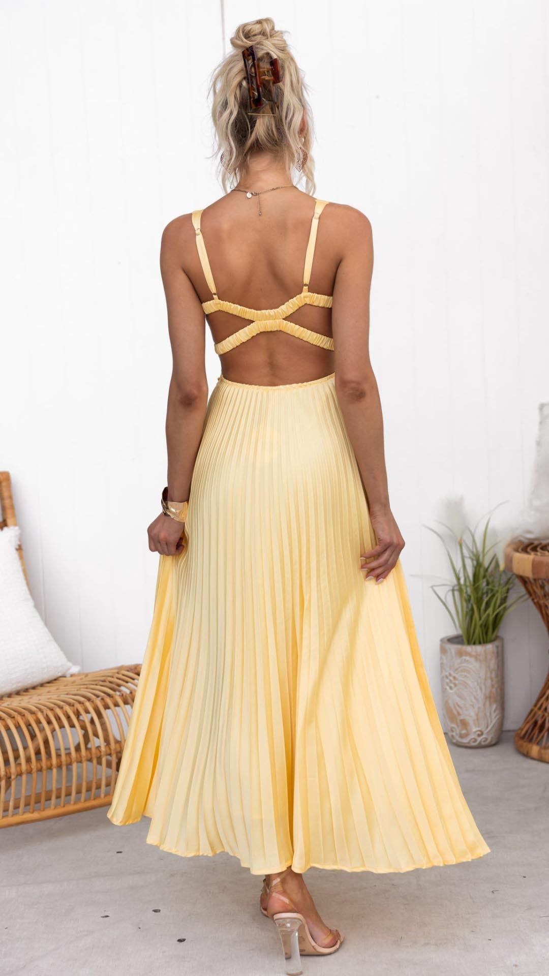 Aby - Elegante Geplooide Maxi-jurk