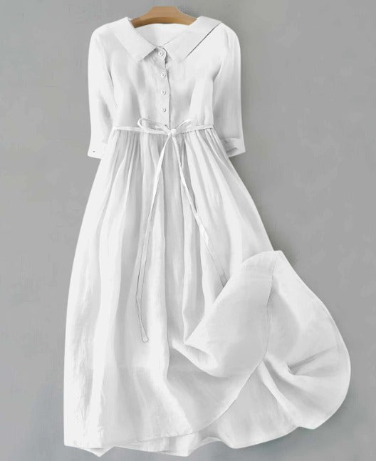 Lux - Elegante Jurk met Korte Mouwen en Strikceintuur