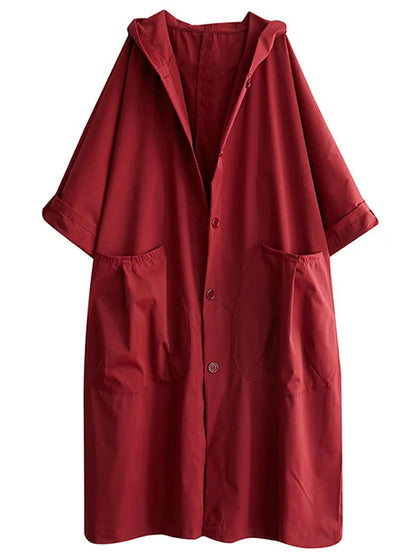Bénédicte | Manteau long en mélange de coton avec capuche