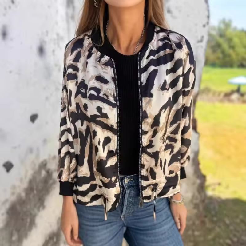 Hélène | Bomberjack met zebraprint en ritssluiting