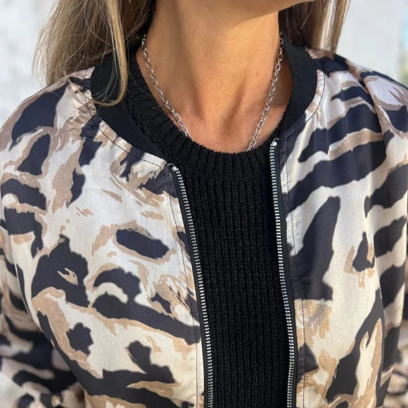 Hélène | Bomberjack met zebraprint en ritssluiting