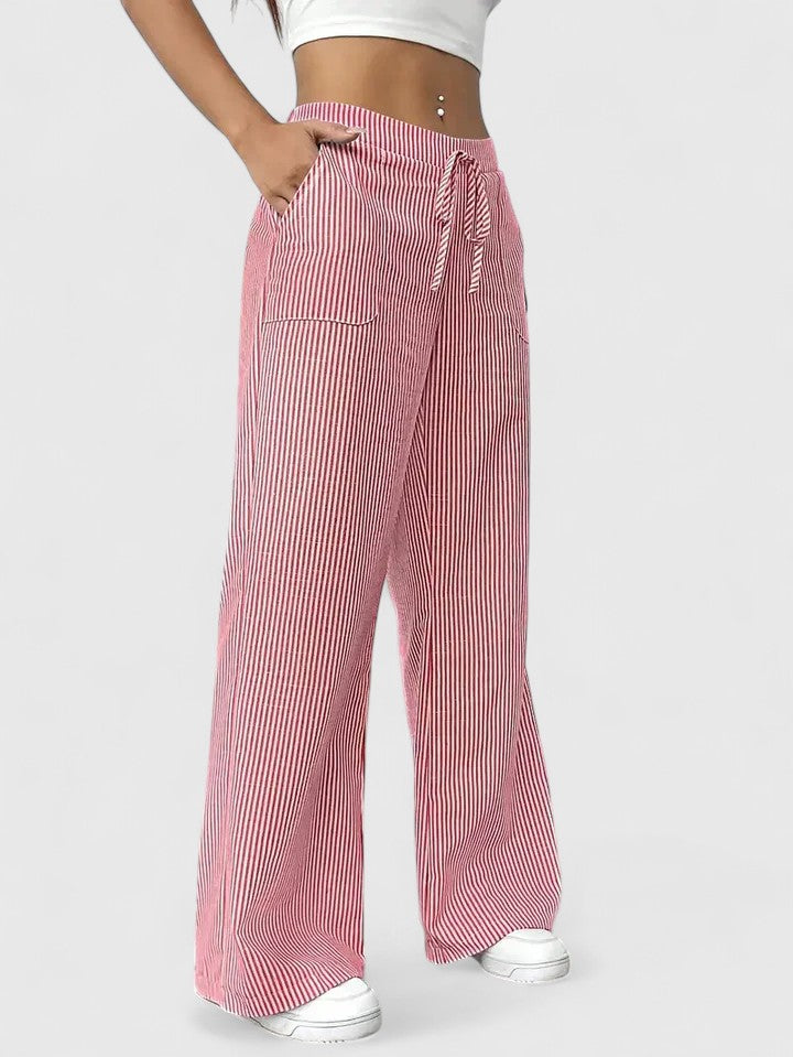 Nicole™ | Gestreept broek met wijde pijpen