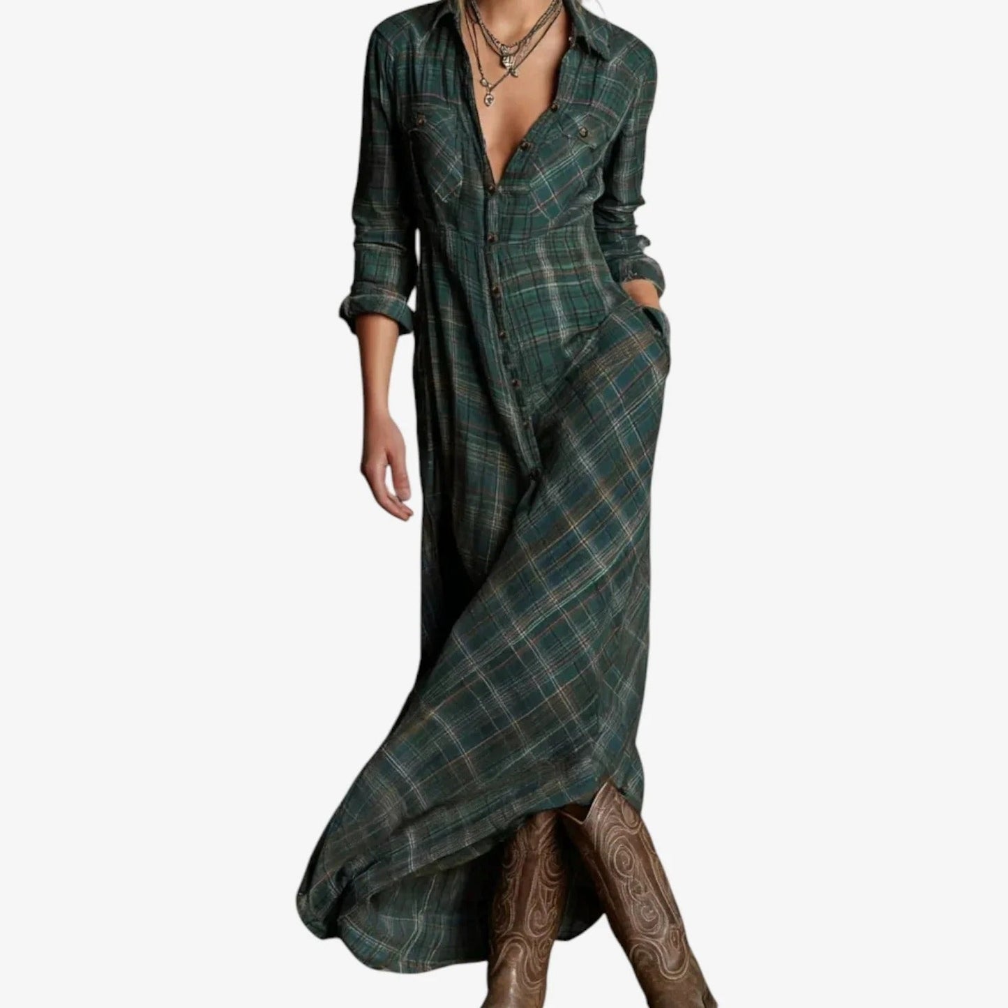 Hattie - Maxi-jurk met ruitjespatroon