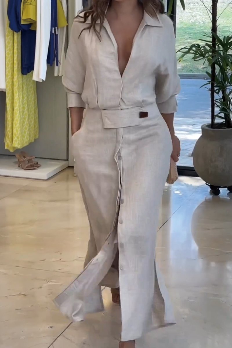 Jeanette - Maxi jurk met V-hals