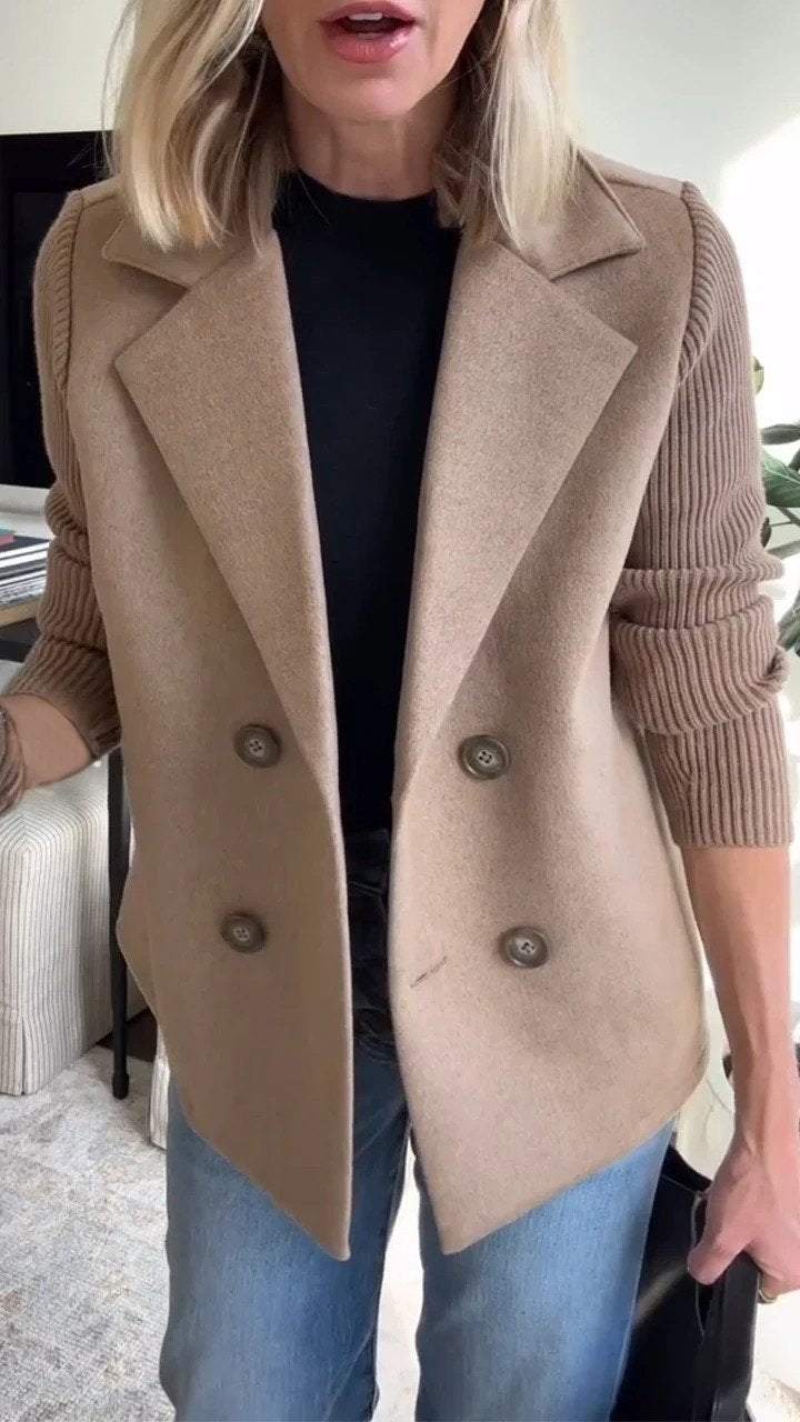 Amelia™ | Elegante blazer met gebreide mouwen