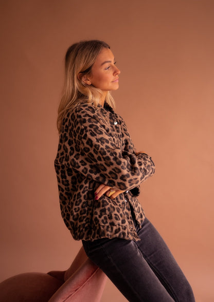 Léontine | Kort jasje met luipaardprint