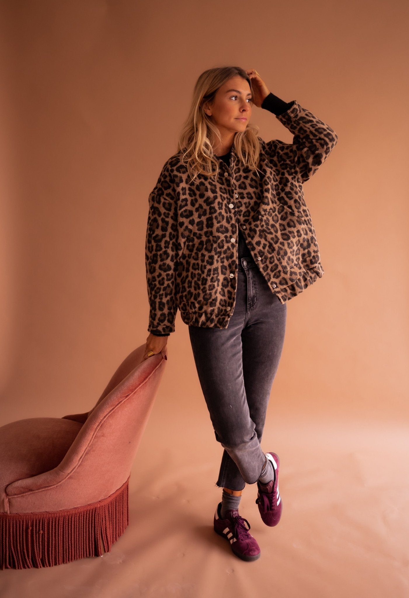 Léontine | Kort jasje met luipaardprint