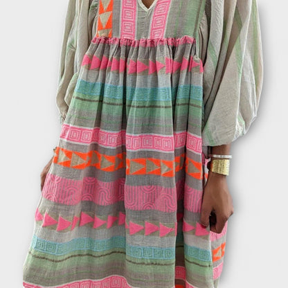 Elfruna - Geborduurde Boho Midi-jurk